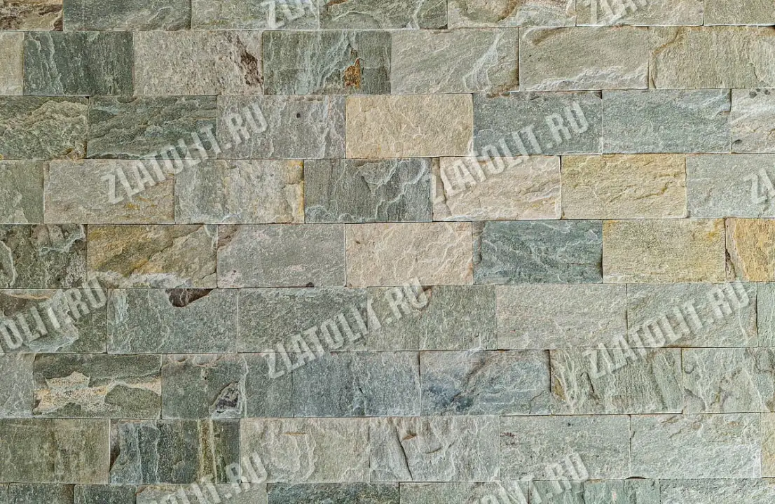 плитка из серо-зелёного златолита для облицовки в наличии от производителя